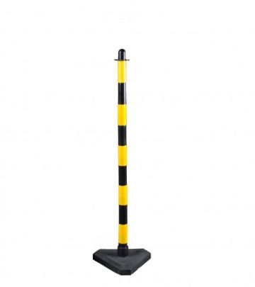 Stĺpik na reťaz 130 cm žlto-čierny – betónový podstavec