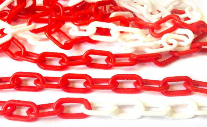 Plastová reťaz 3 mm bielo-červená