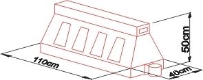 Cestná mobilná bariéra U-14 / U-25 výška 50 cm, červená