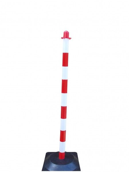 Zahradzovací stĺpik na plastovú reťaz bielo-červený, 110 cm, gumový podstavec