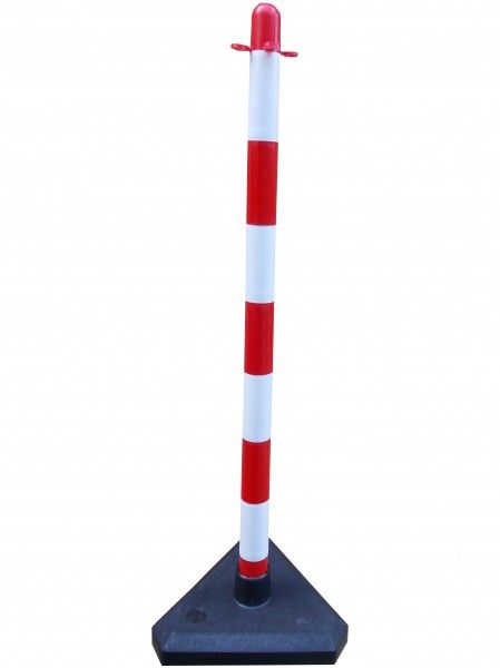Stĺpik na reťaz 90 cm – bielo-červený – betónový podstavec