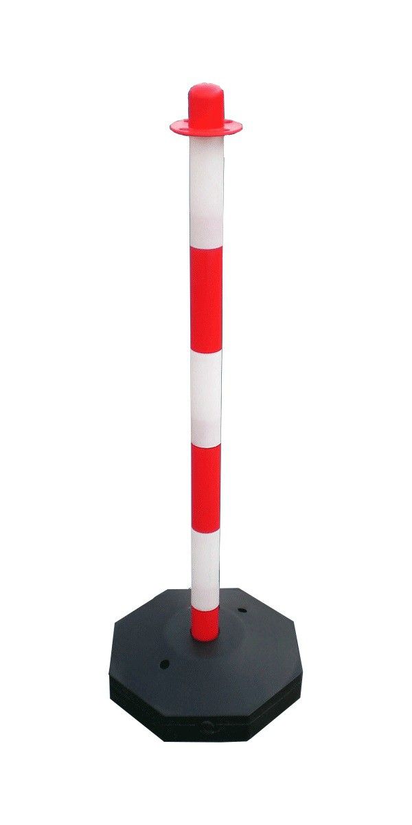 Plastový stĺpik na reťaz bielo-červený 90 cm, plastový podstavec OCTAGON