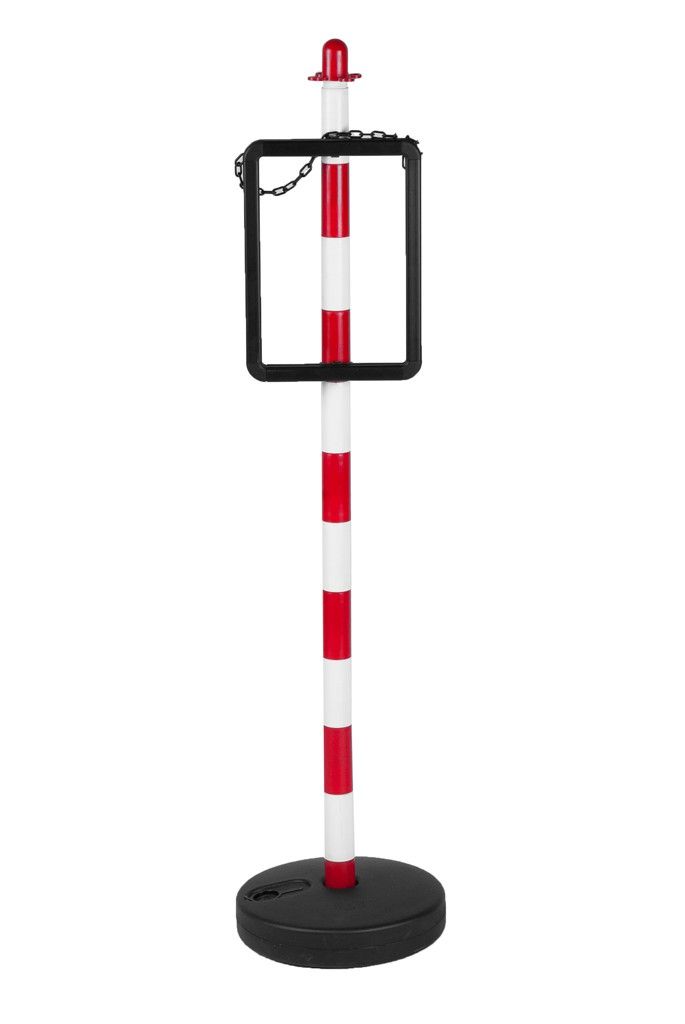 Plastový stĺpik na reťaz bielo-červený 90 cm, plastový podstavec OCTAGON