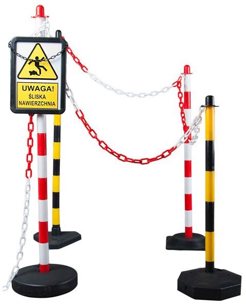 Plastový stĺpik na reťaz bielo-červený 90 cm, plastový podstavec OCTAGON