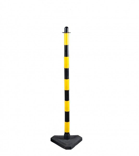 Stĺpik na reťaz 130 cm žlto-čierny – betónový podstavec