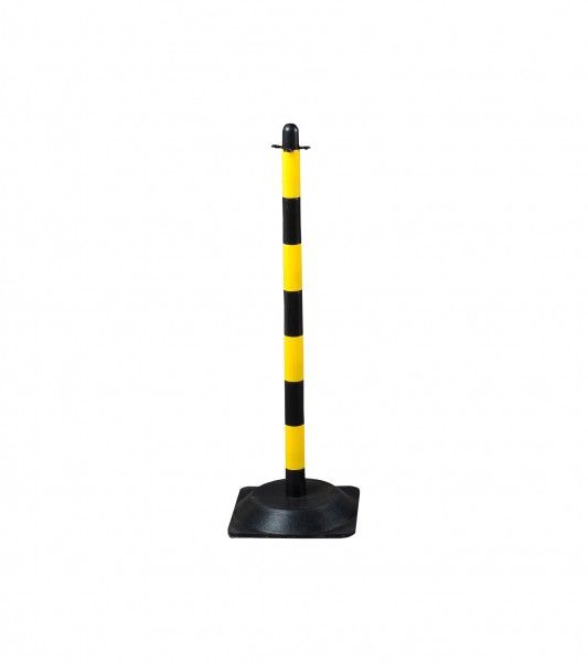 Stĺpik na reťaz 90 cm – žlto-čierny – gumová základňa