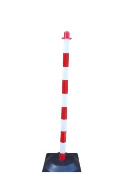 Zahradzovací stĺpik na plastovú reťaz bielo-červený, 110 cm, gumový podstavec