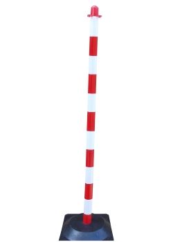 Reťazový stĺpik 1300 mm biely a červený - gumová základňa