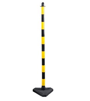 Stĺpik na reťaz 130 cm žlto-čierny – betónový podstavec